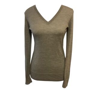 Banana Republic Extra Fine Merino Wool V-Neck Sweater Gray Size S